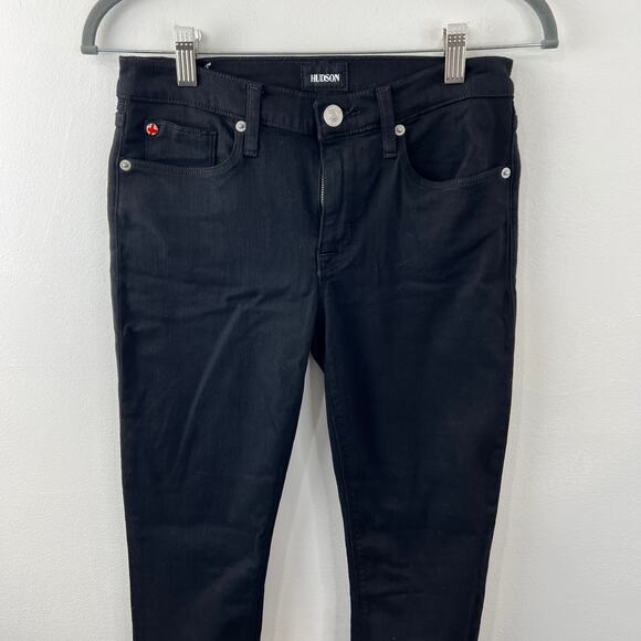 HUDSON Black 27 Denim Jeans Cotton Mid Rise Krista Super Skinny Regular Fit NEW - Picture 3 of 11